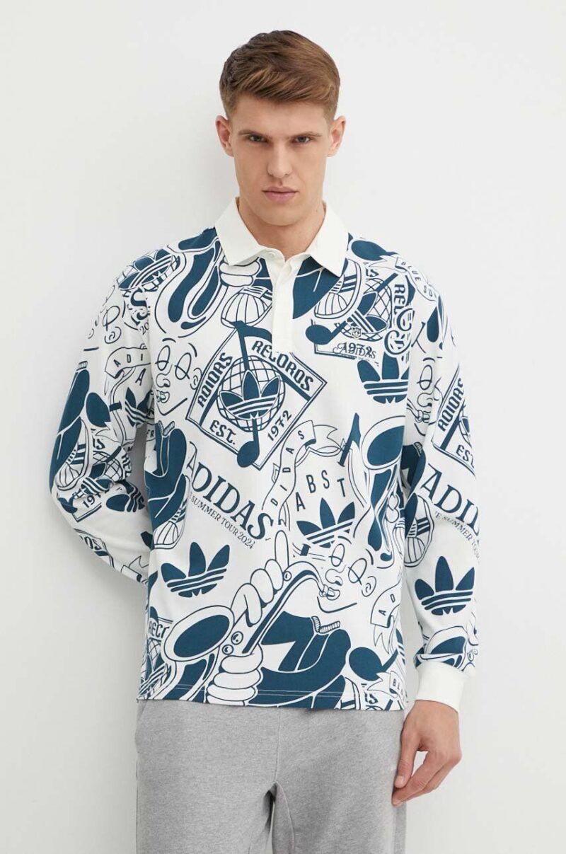 adidas Originals longsleeve din bumbac culoarea bej