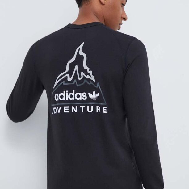 adidas Originals longsleeve din bumbac culoarea negru