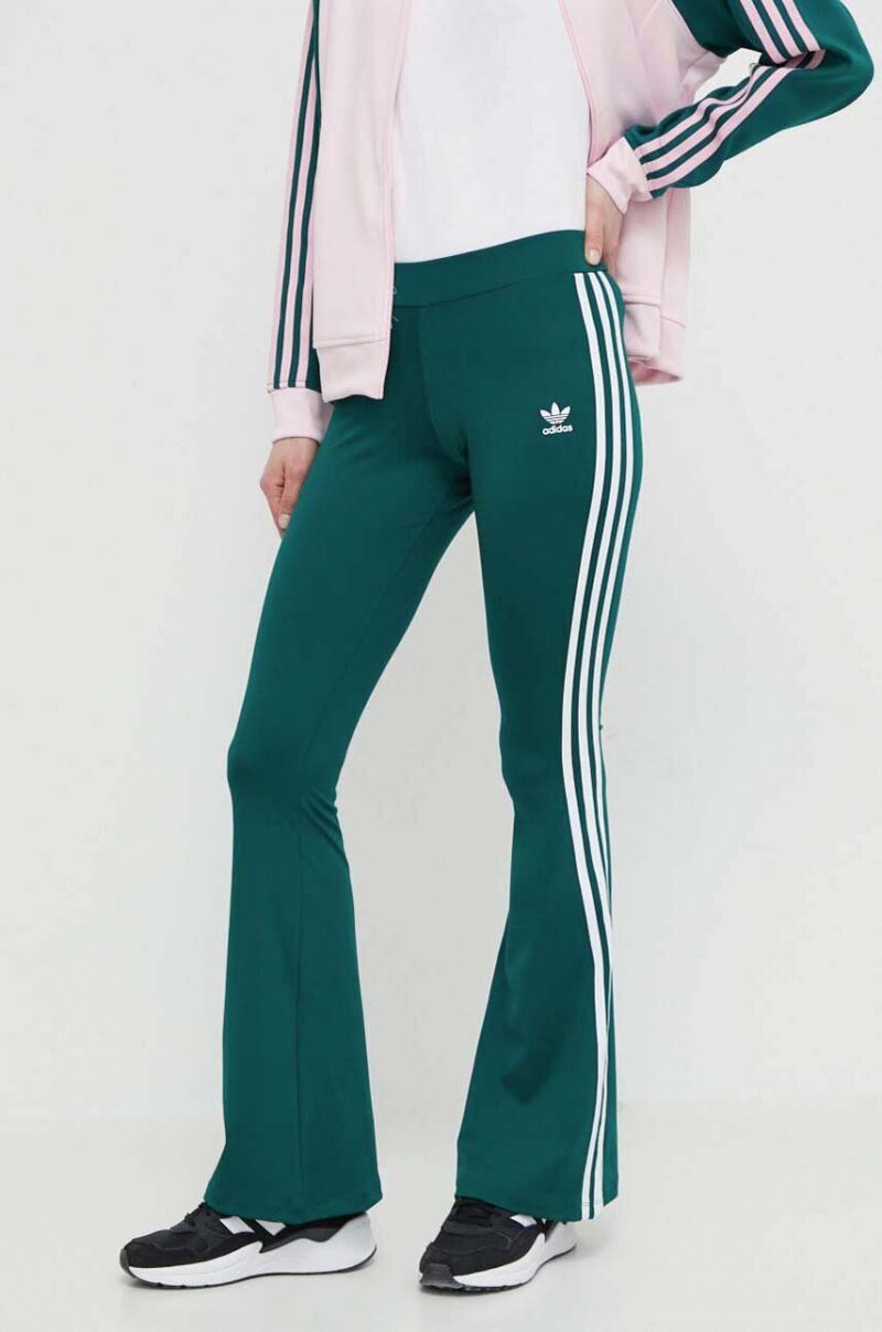 adidas Originals pantaloni de trening Flared culoarea verde