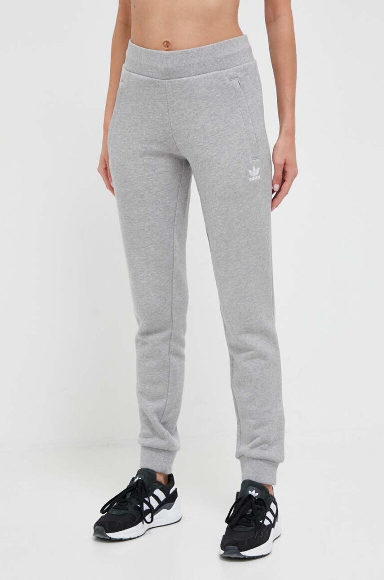 adidas Originals pantaloni de trening din bumbac culoarea gri