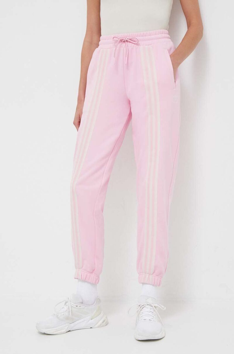 adidas Originals pantaloni de trening din bumbac culoarea roz