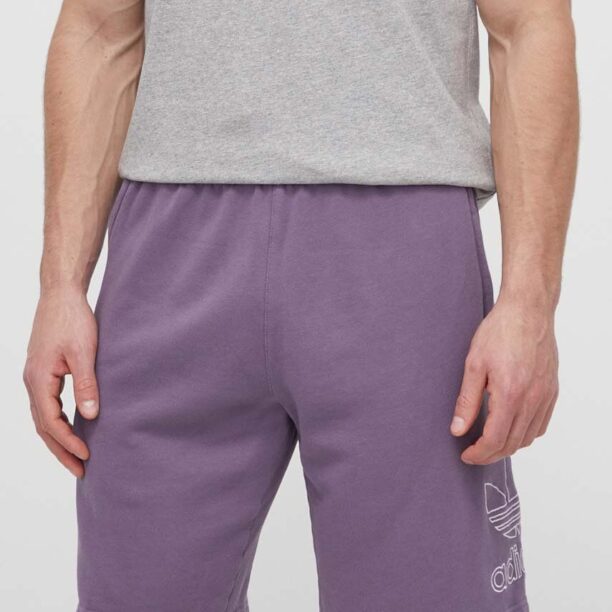 adidas Originals pantaloni scurti din bumbac culoarea violet