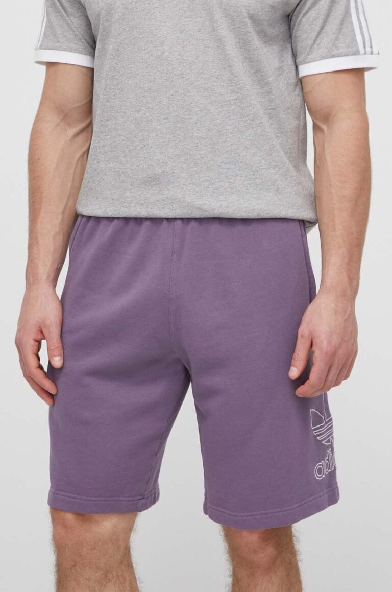 adidas Originals pantaloni scurti din bumbac culoarea violet