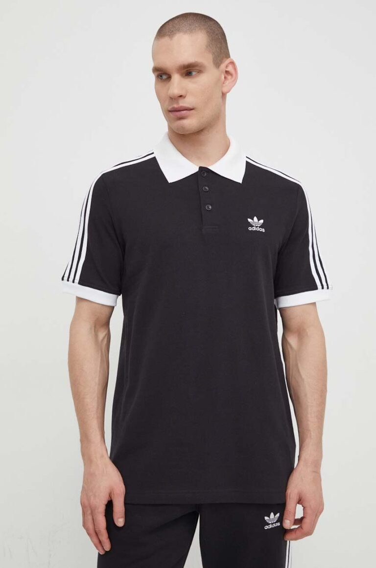 adidas Originals polo de bumbac Adicolor Classics 3-Stripes culoarea negru