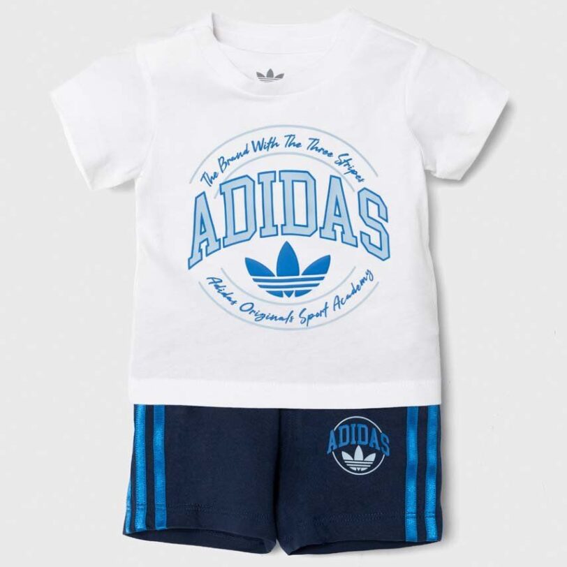 adidas Originals set de bumbac pentru bebelusi culoarea albastru marin