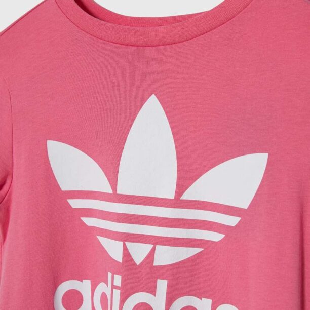 adidas Originals tricou de bumbac pentru copii TREFOIL TEE culoarea roz preţ