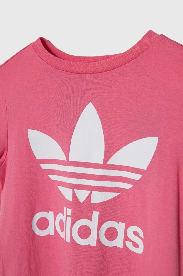 adidas Originals tricou de bumbac pentru copii TREFOIL TEE culoarea roz preţ