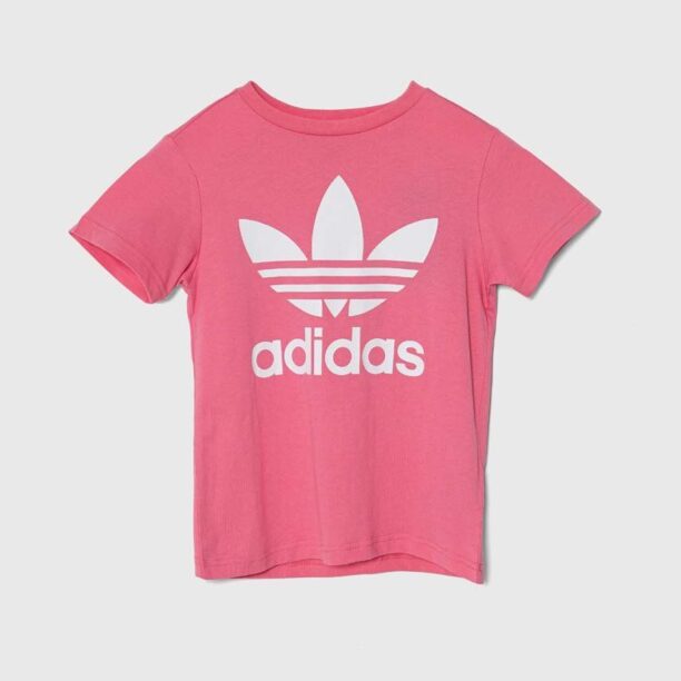 adidas Originals tricou de bumbac pentru copii TREFOIL TEE culoarea roz