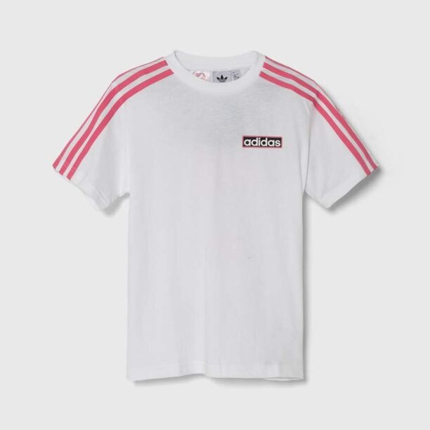 adidas Originals tricou de bumbac pentru copii culoarea alb