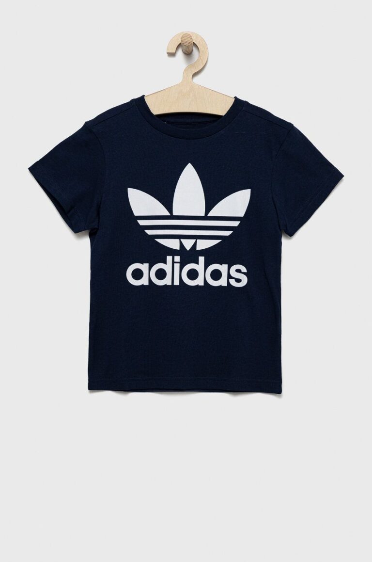 adidas Originals tricou de bumbac pentru copii culoarea albastru marin