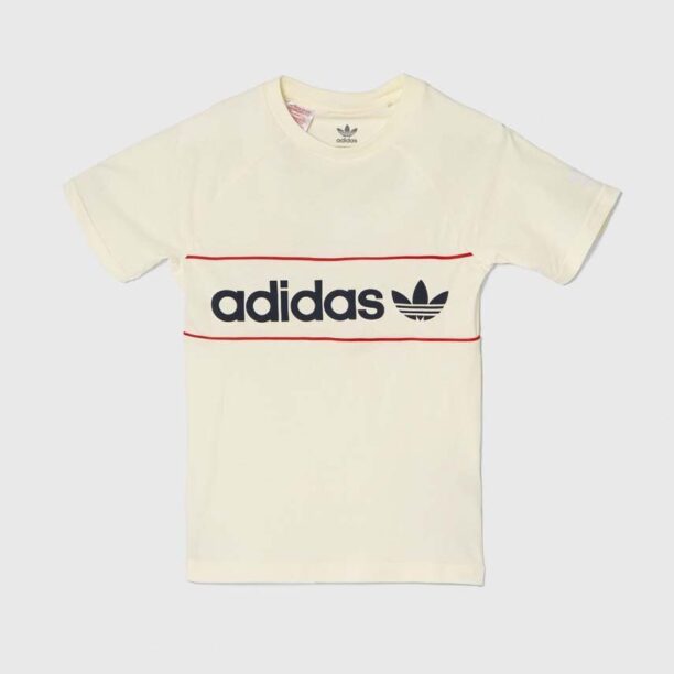 adidas Originals tricou de bumbac pentru copii culoarea bej