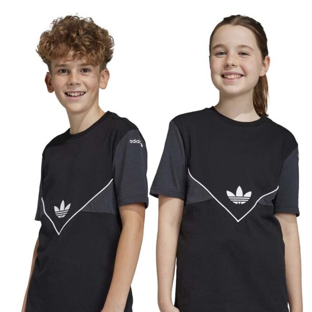 adidas Originals tricou de bumbac pentru copii culoarea negru