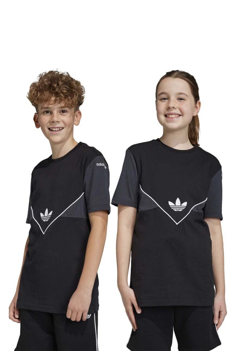 adidas Originals tricou de bumbac pentru copii culoarea negru