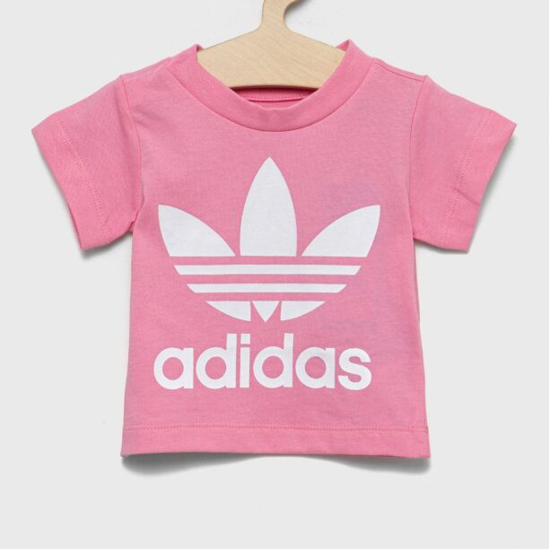 adidas Originals tricou de bumbac pentru copii culoarea roz