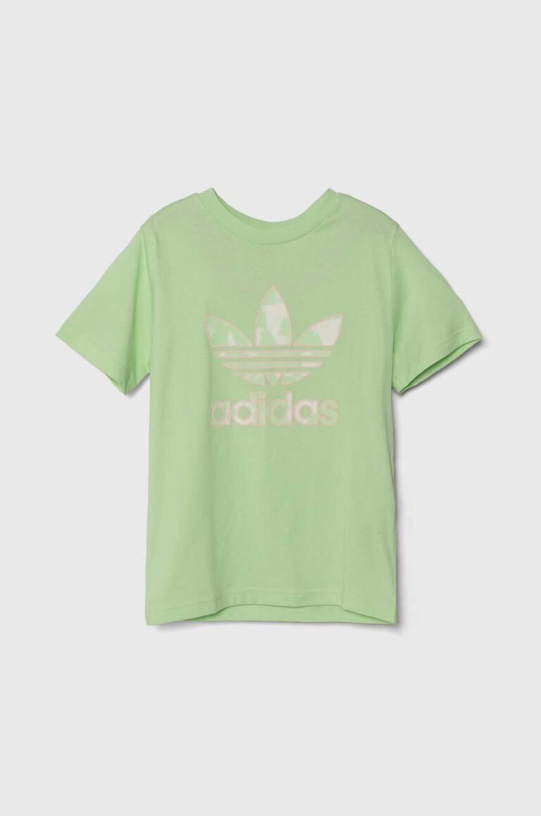 adidas Originals tricou de bumbac pentru copii culoarea verde