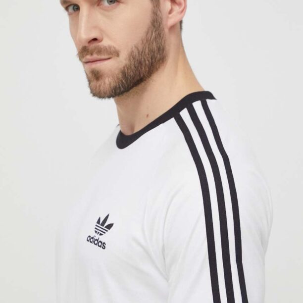 adidas Originals tricou din bumbac 3-Stripes culoarea alb