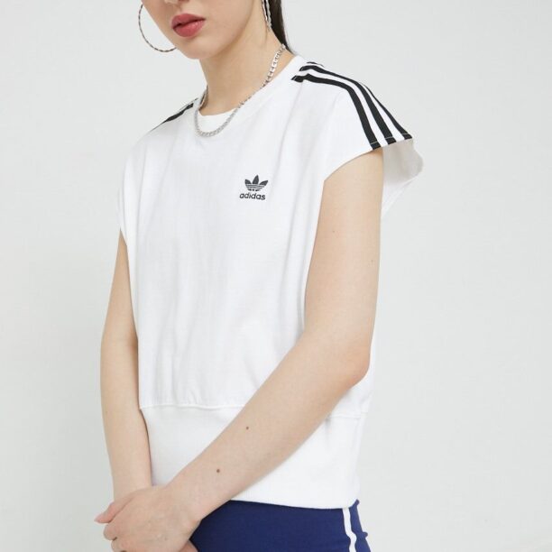 adidas Originals tricou din bumbac culoarea alb