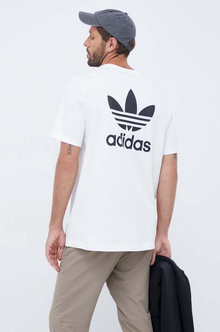 adidas Originals tricou din bumbac culoarea alb