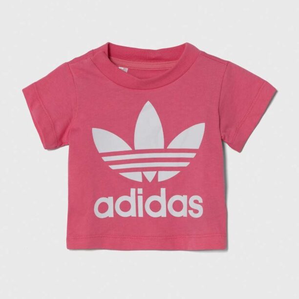 adidas Originals tricou din bumbac pentru bebelusi TREFOIL TEE culoarea roz