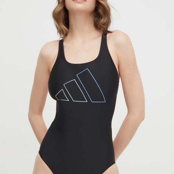 adidas Performance costum de baie dintr-o bucată Big Bars culoarea negru