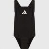 adidas Performance costum de baie dintr-o bucată pentru copii 3 BARS SOL ST culoarea negru