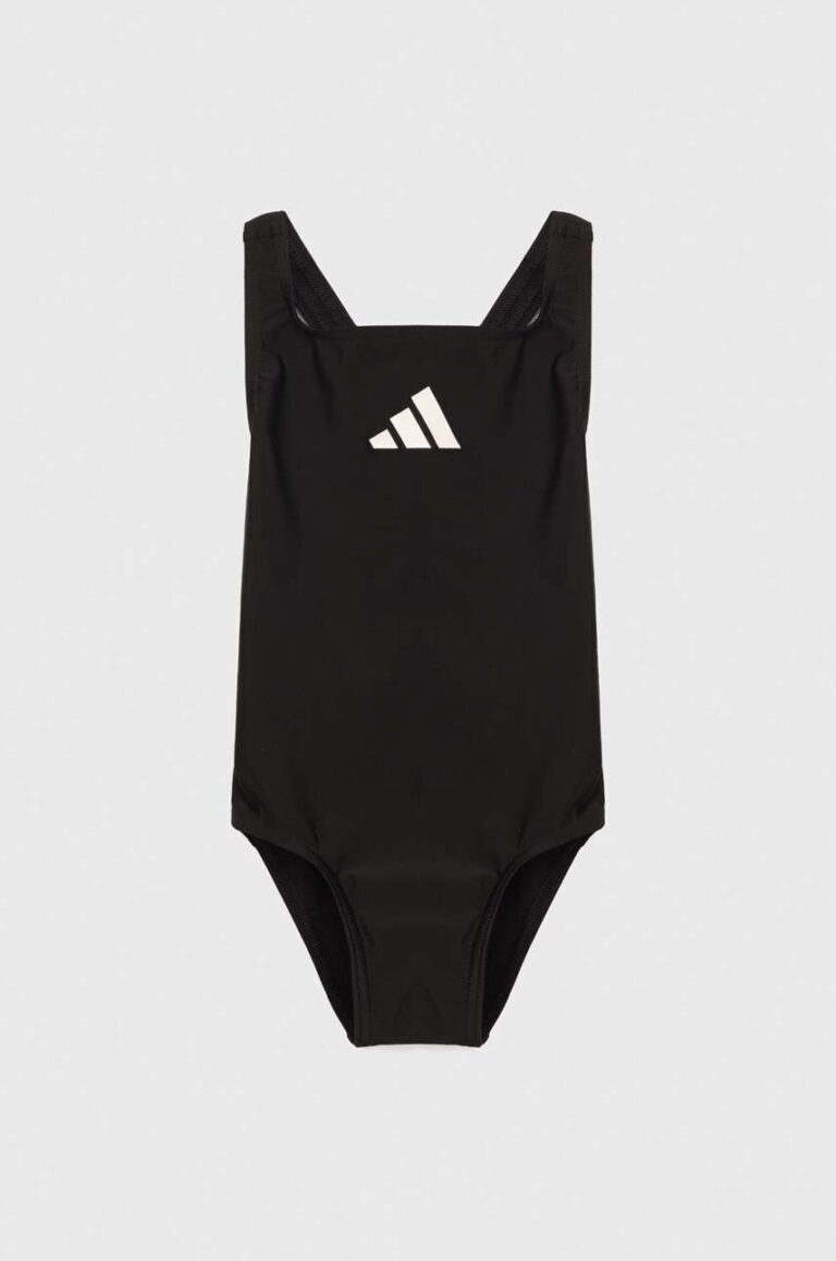 adidas Performance costum de baie dintr-o bucată pentru copii 3 BARS SOL ST culoarea negru