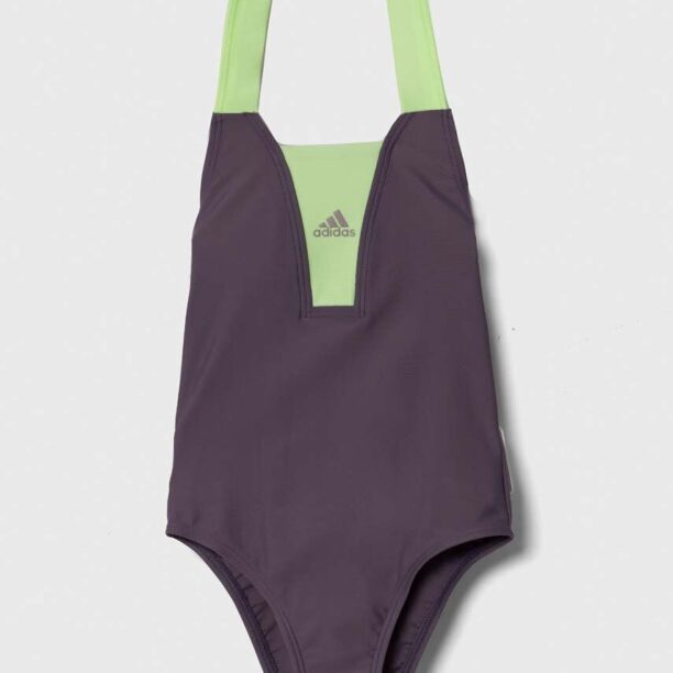 adidas Performance costum de baie dintr-o bucată pentru copii culoarea violet