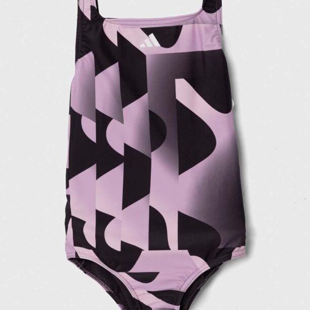 adidas Performance costum de baie dintr-o bucată pentru copii culoarea violet