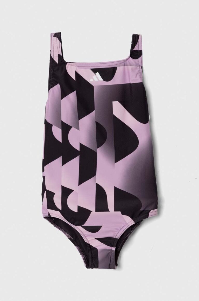 adidas Performance costum de baie dintr-o bucată pentru copii culoarea violet