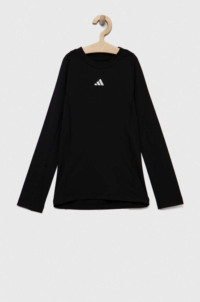 adidas Performance longsleeve copii culoarea negru