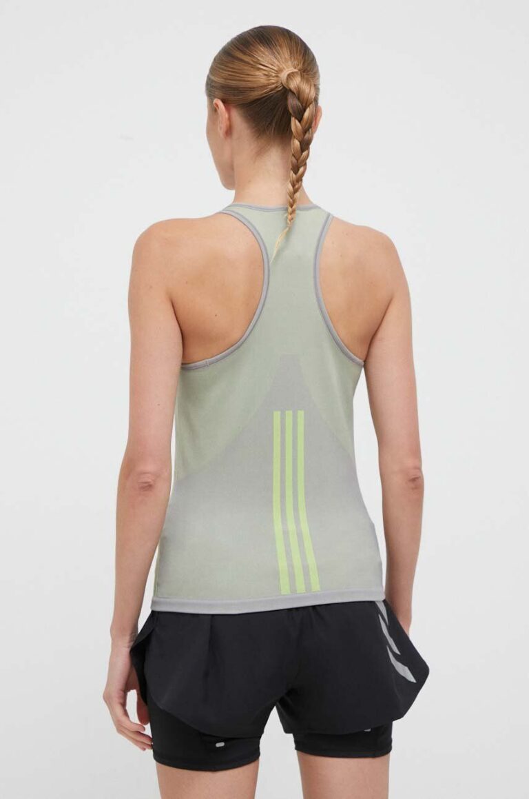 adidas Performance top de antrenament culoarea verde preţ