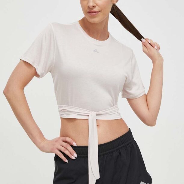 adidas Performance tricou yoga Studio culoarea roz IS2965