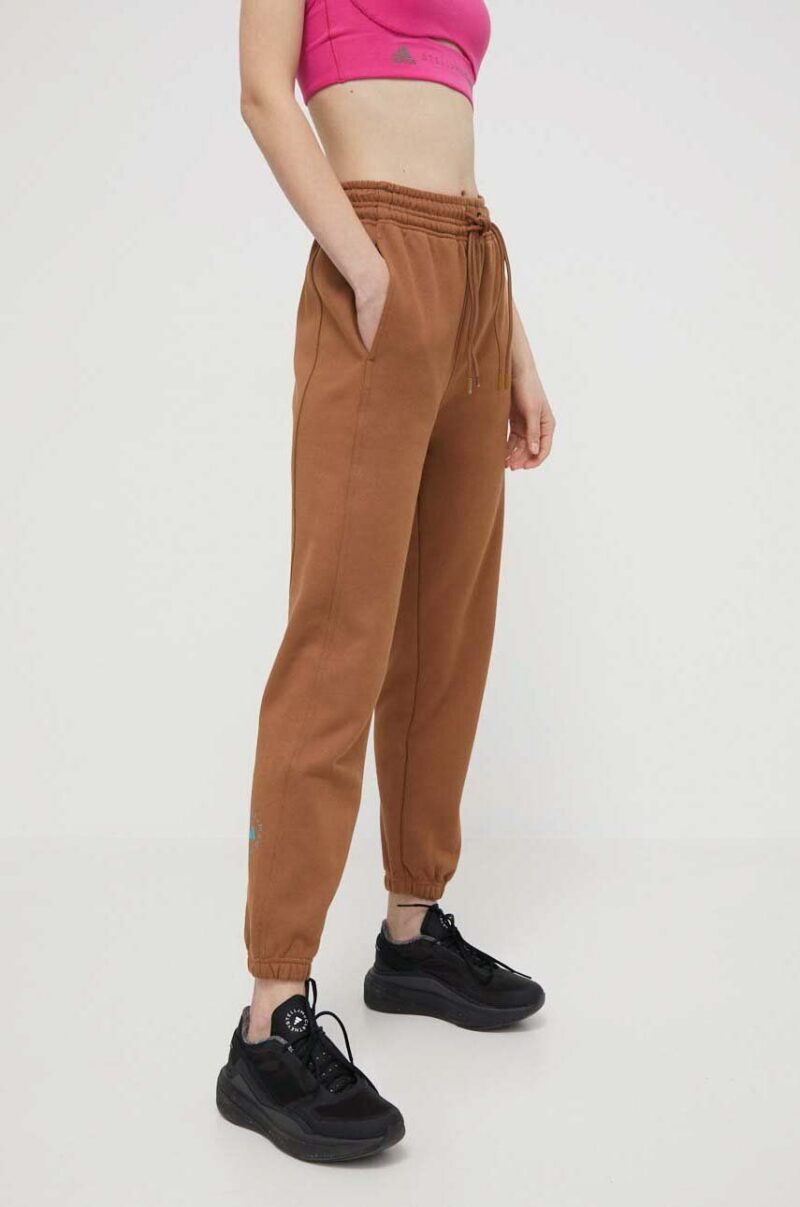 adidas by Stella McCartney pantaloni de trening culoarea maro