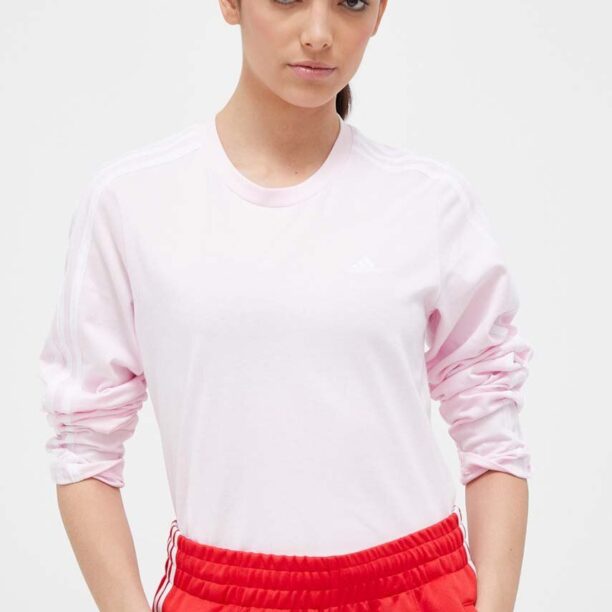 adidas longsleeve din bumbac culoarea roz