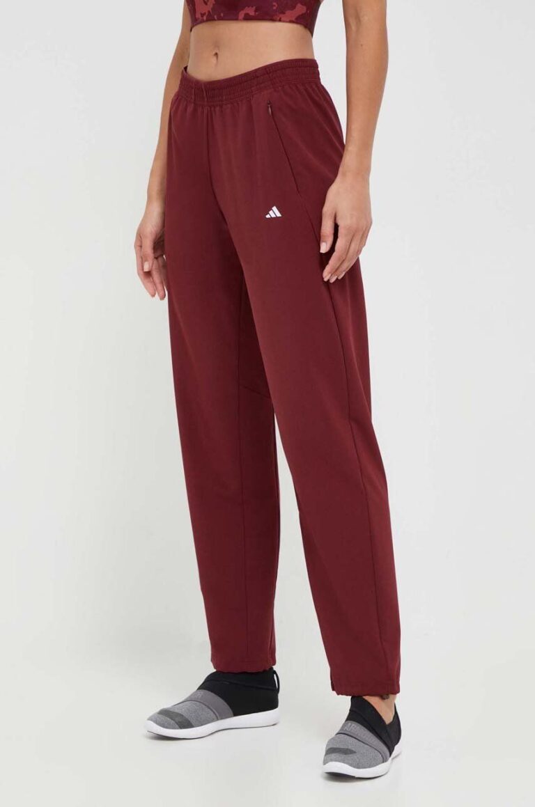 adidas pantaloni de antrenament culoarea bordo