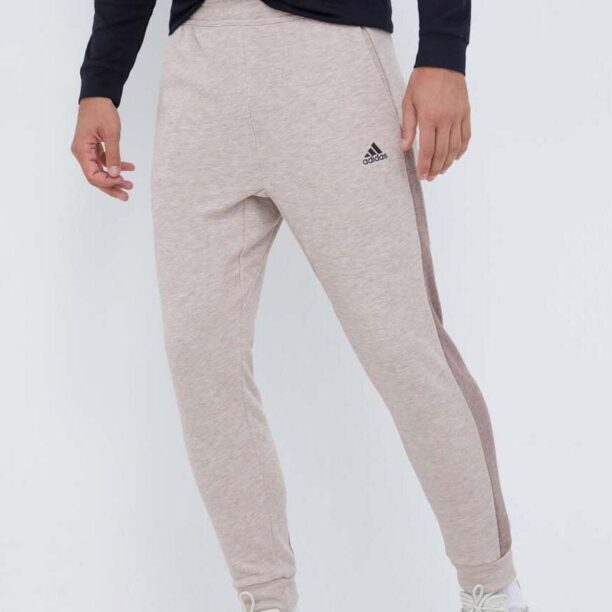 adidas pantaloni de trening culoarea bej