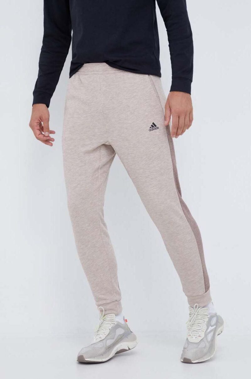 adidas pantaloni de trening culoarea bej