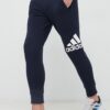 adidas pantaloni de trening din bumbac culoarea albastru marin