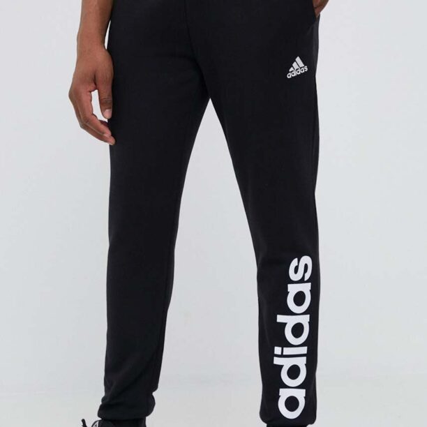 adidas pantaloni de trening din bumbac culoarea negru