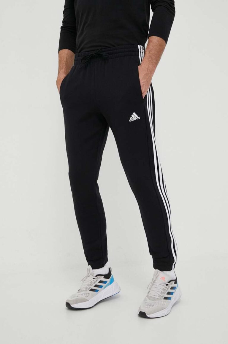 adidas pantaloni de trening din bumbac culoarea negru