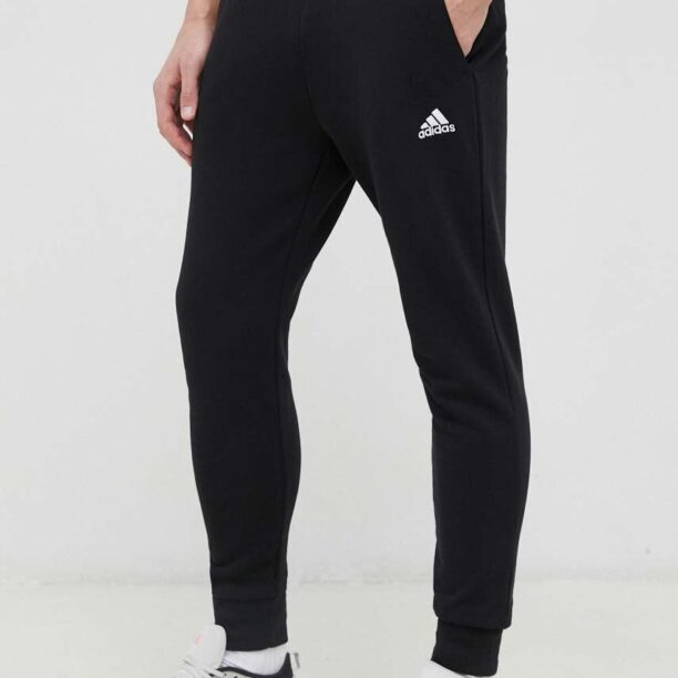 adidas pantaloni de trening din bumbac culoarea negru