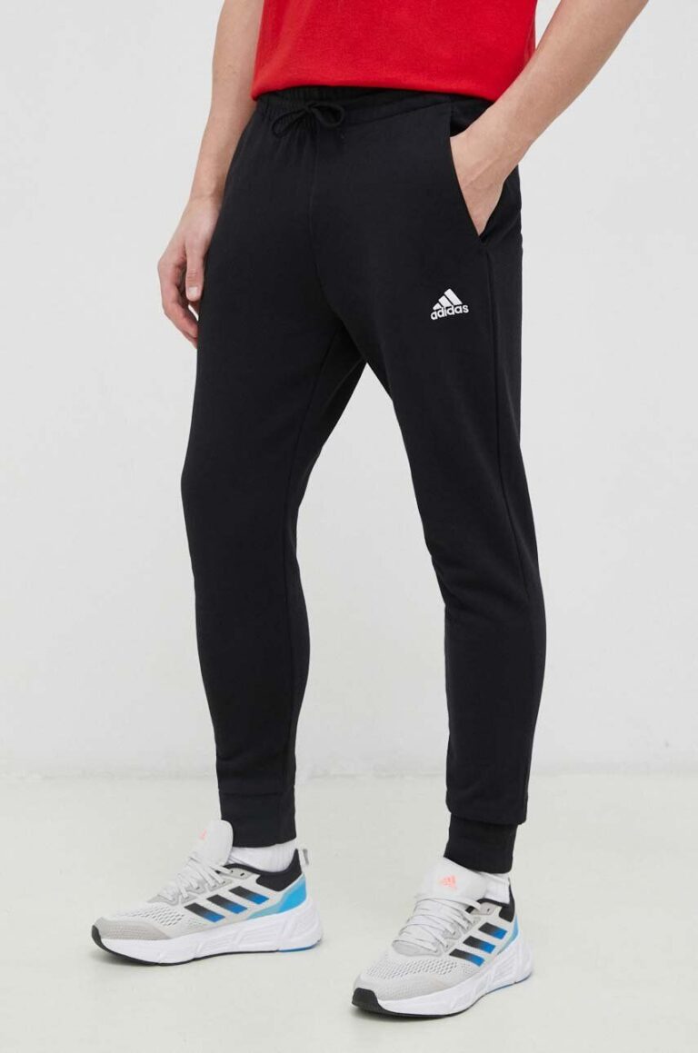 adidas pantaloni de trening din bumbac culoarea negru