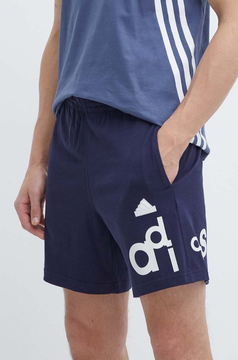 adidas pantaloni scurti din bumbac culoarea albastru marin