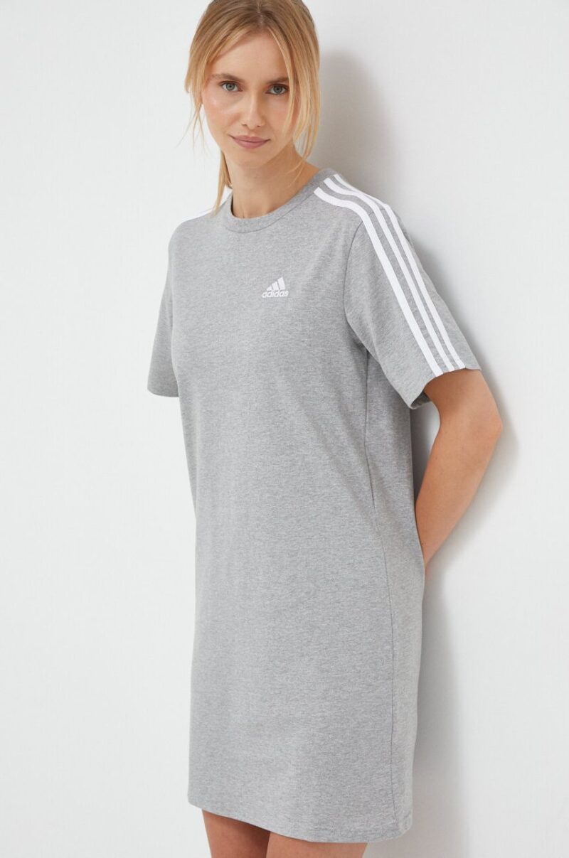 adidas rochie din bumbac culoarea gri