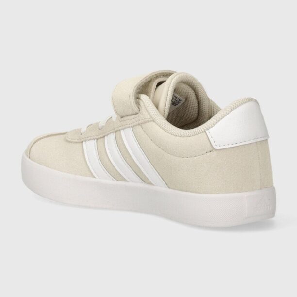 adidas sneakers de piele întoarsă pentru copii VL COURT 3.0 EL C culoarea bej preţ