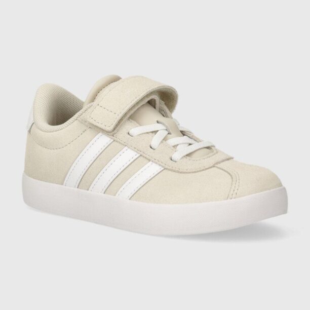 adidas sneakers de piele întoarsă pentru copii VL COURT 3.0 EL C culoarea bej