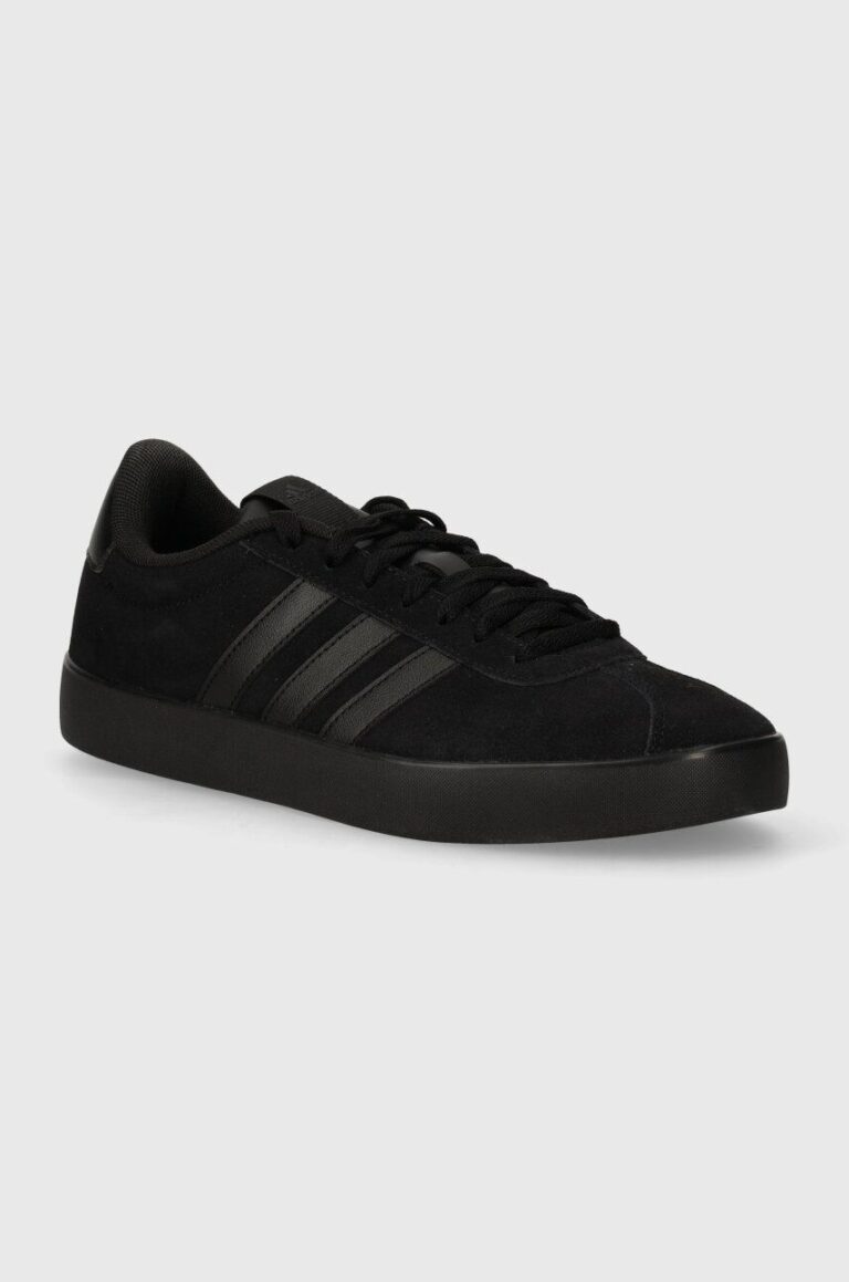 adidas sneakers din piele intoarsă COURT culoarea negru