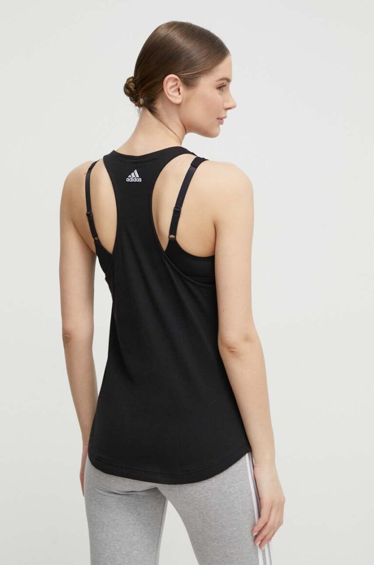 adidas top din bumbac GL0566 culoarea negru GL0566 preţ