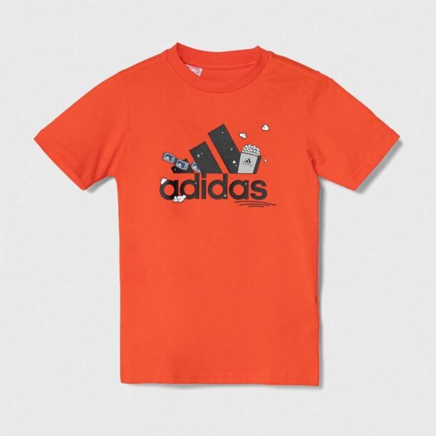 adidas tricou de bumbac pentru copii culoarea portocaliu