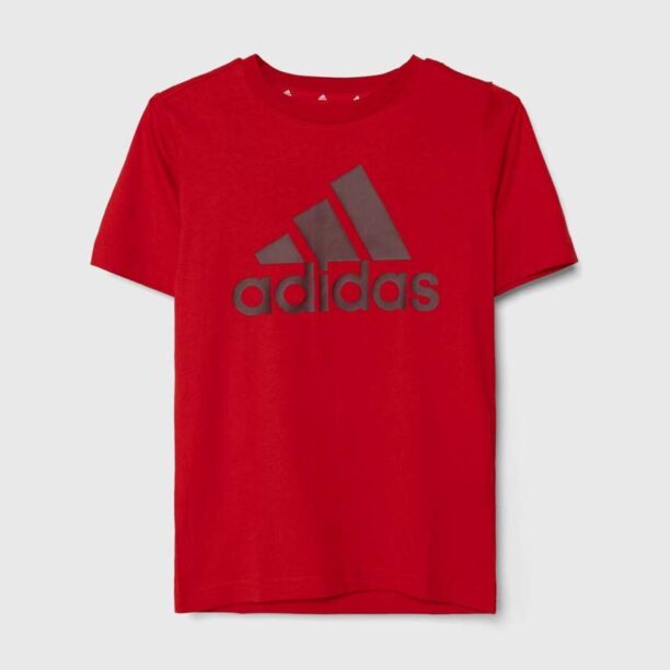 adidas tricou de bumbac pentru copii culoarea rosu